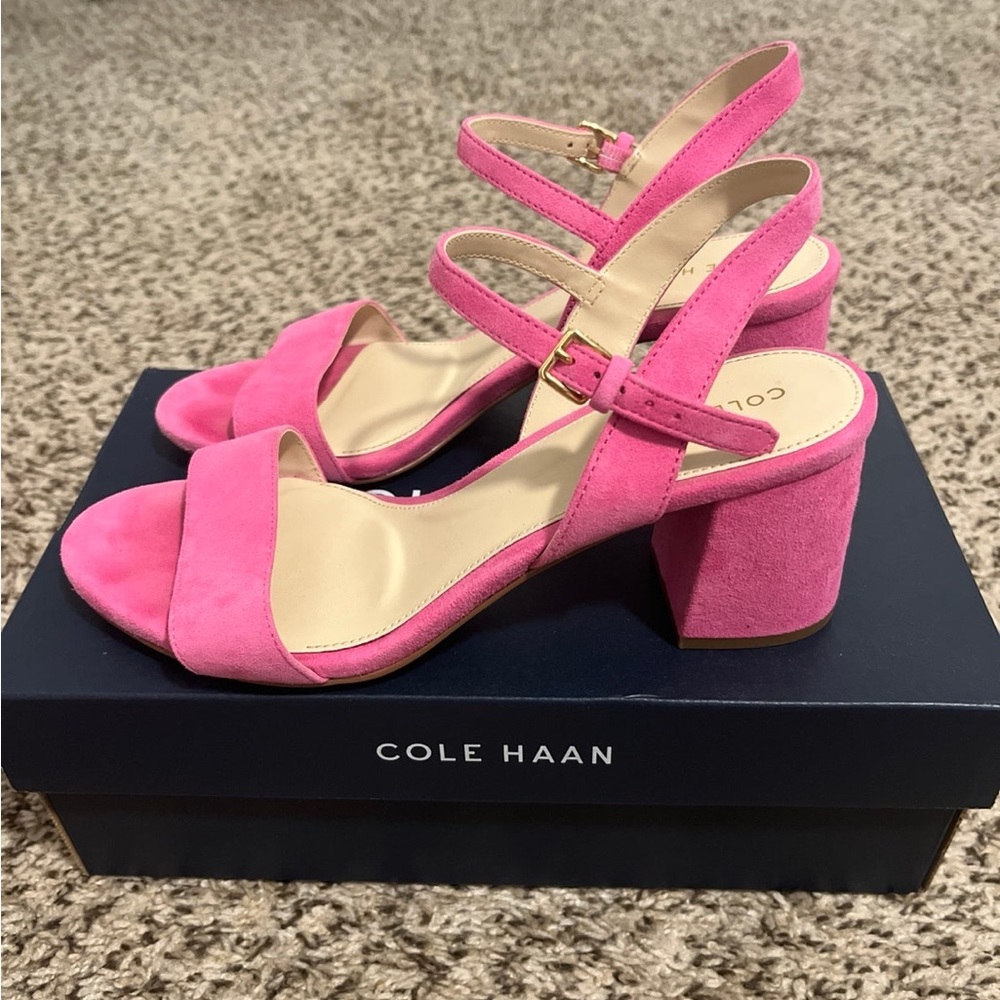 Pink block heels
